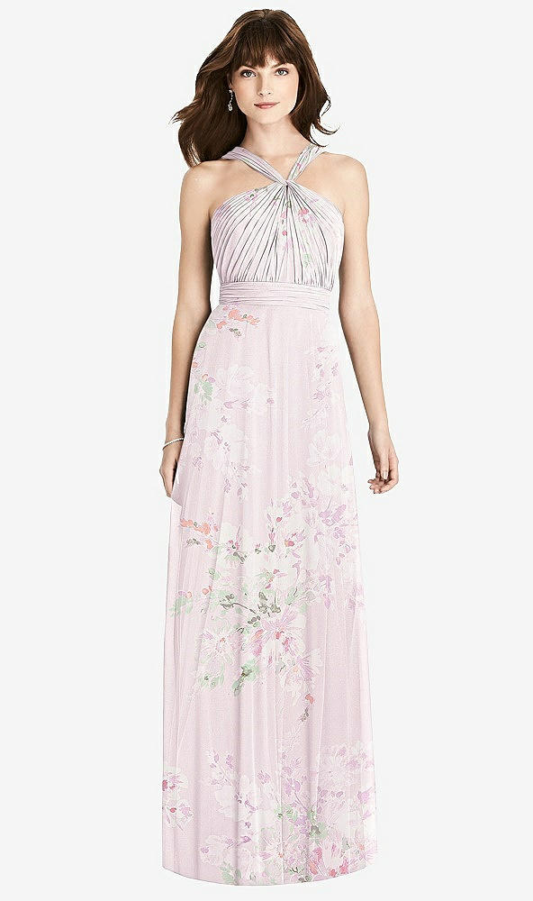 【STYLE: TH033】Twist Halter Chiffon Maxi Dress - James【COLOR: Watercolor Print】