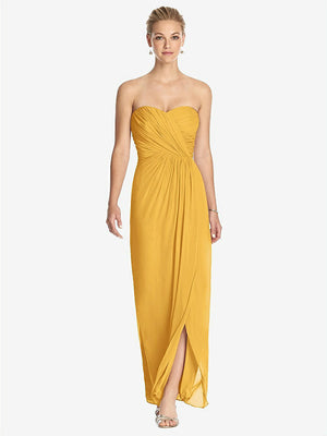 【STYLE: TH034】Strapless Draped Chiffon Maxi Dress - Lila【COLOR: NYC Yellow】