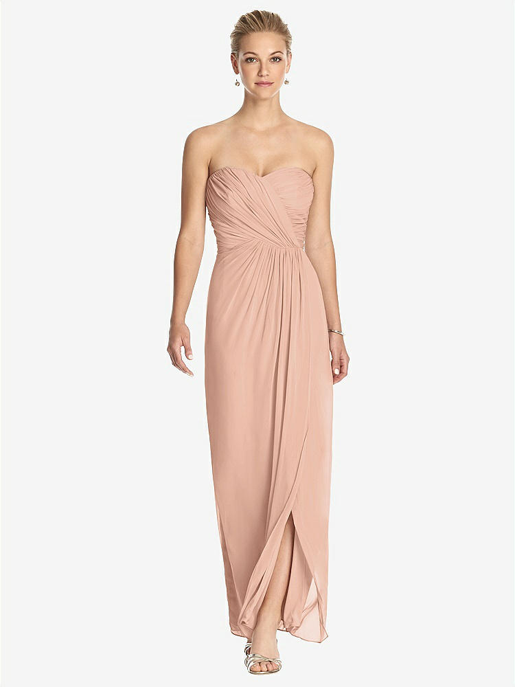 【STYLE: TH034】Strapless Draped Chiffon Maxi Dress - Lila【COLOR: Pale Peach】