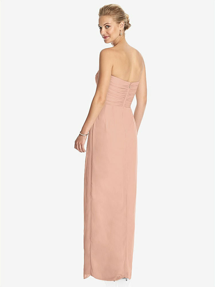【STYLE: TH034】Strapless Draped Chiffon Maxi Dress - Lila【COLOR: Pale Peach】