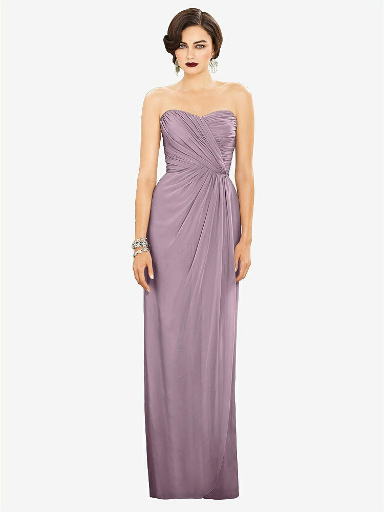 【STYLE: TH034】Strapless Draped Chiffon Maxi Dress - Lila【COLOR: Suede Rose】
