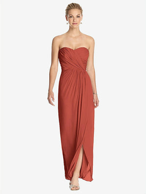 【STYLE: TH034】Strapless Draped Chiffon Maxi Dress - Lila【COLOR: Amber Sunset】