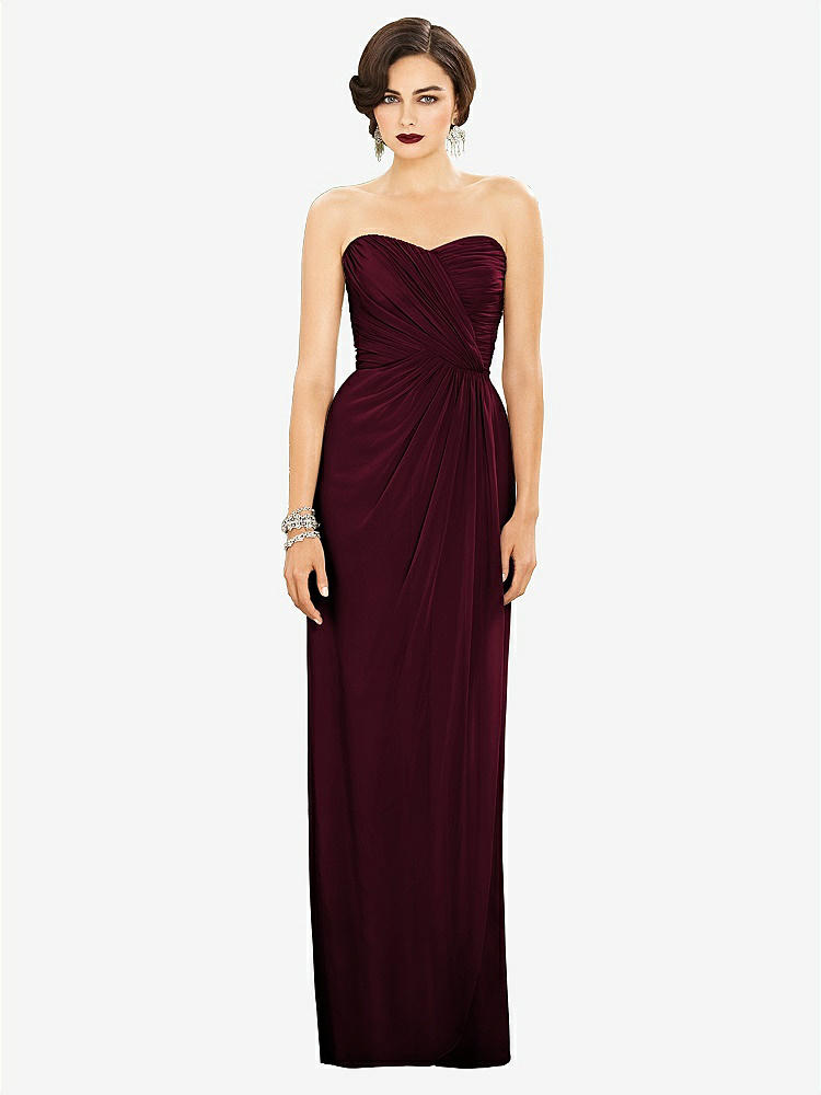 【STYLE: TH034】Strapless Draped Chiffon Maxi Dress - Lila【COLOR: Cabernet】