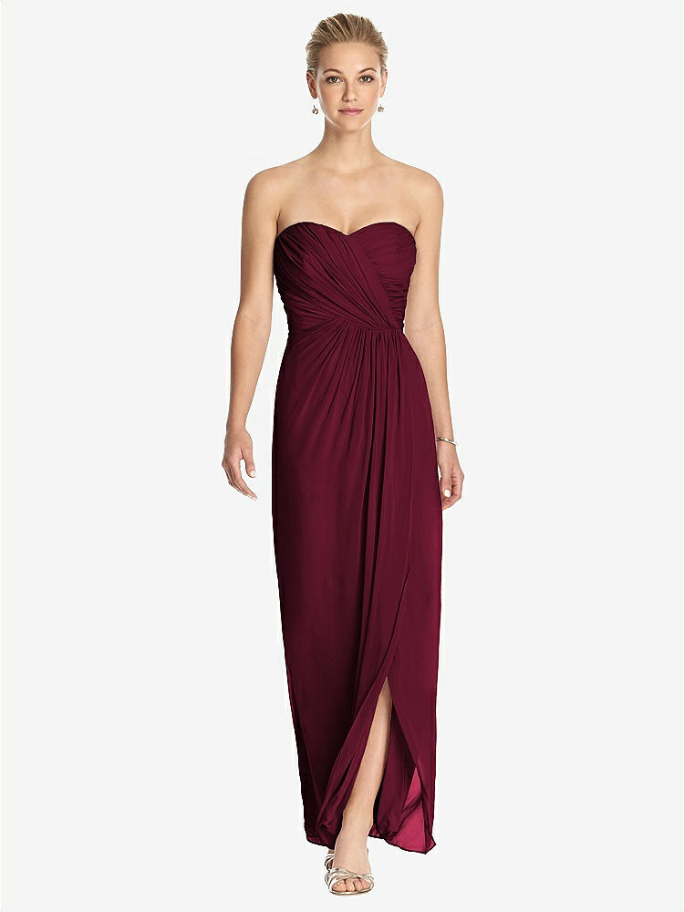 【STYLE: TH034】Strapless Draped Chiffon Maxi Dress - Lila【COLOR: Cabernet】