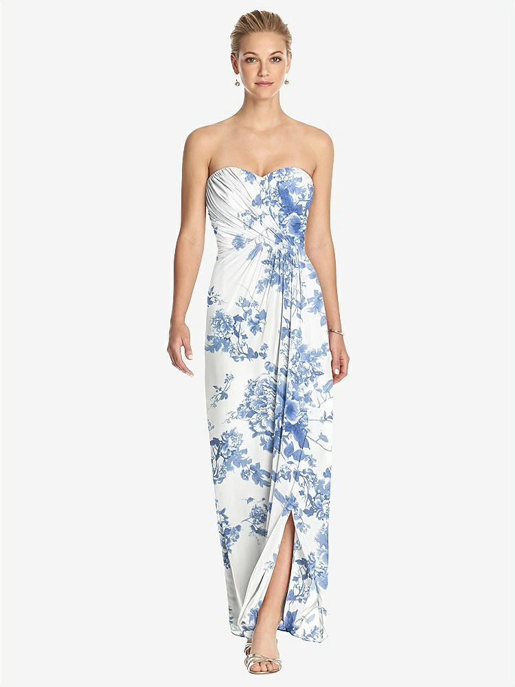 【NEW】【STYLE: TH034】ストラップレス ドレープ シフォン マキシ ドレス  -  リラ【COLOR: Cottage Rose Dusk Blue】【SIZE: 00-30W】