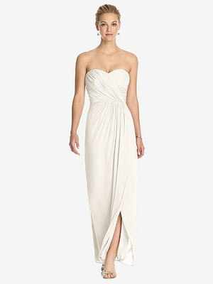【STYLE: TH034】Strapless Draped Chiffon Maxi Dress - Lila【COLOR: Ivory】