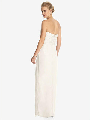 【STYLE: TH034】Strapless Draped Chiffon Maxi Dress - Lila【COLOR: Ivory】