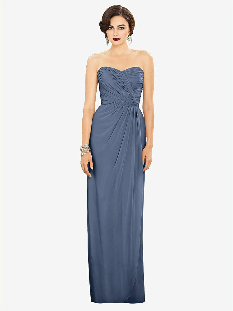 【STYLE: TH034】Strapless Draped Chiffon Maxi Dress - Lila【COLOR: Larkspur Blue】