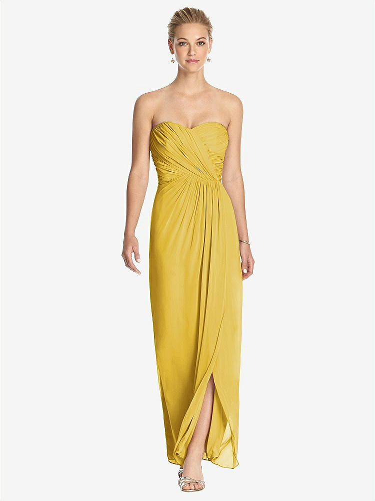【STYLE: TH034】Strapless Draped Chiffon Maxi Dress - Lila【COLOR: Marigold】