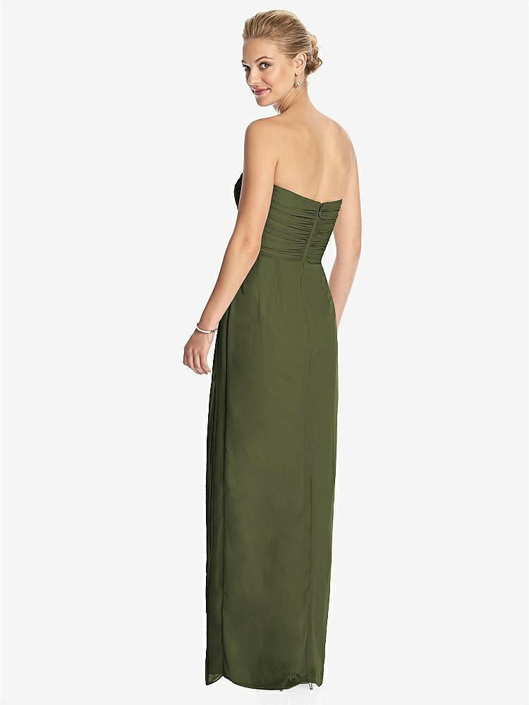 【STYLE: TH034】Strapless Draped Chiffon Maxi Dress - Lila【COLOR: Olive Green】