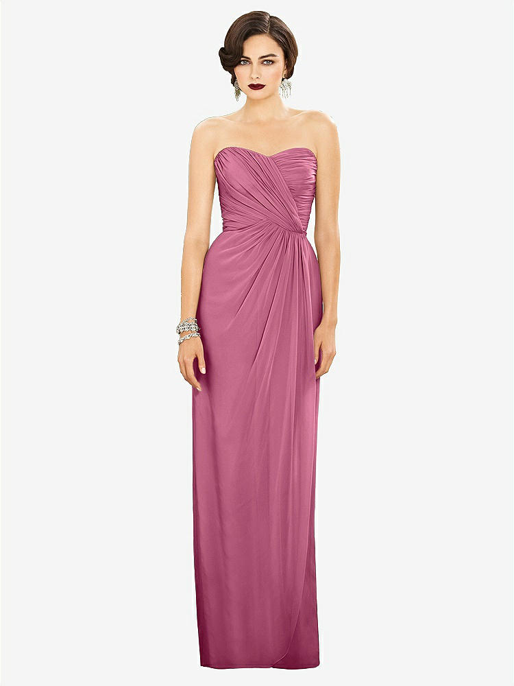 【STYLE: TH034】Strapless Draped Chiffon Maxi Dress - Lila【COLOR: Orchid Pink】