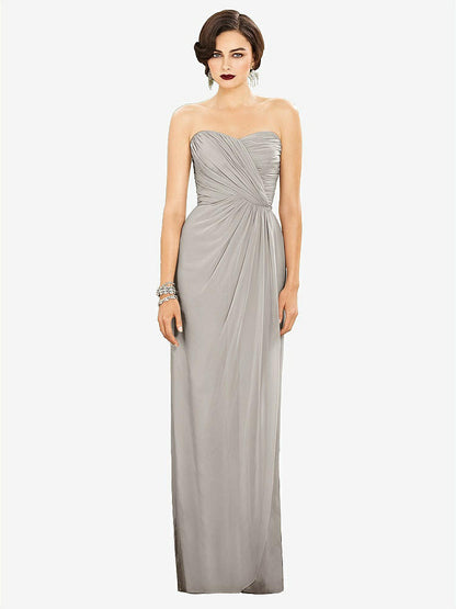 【STYLE: TH034】Strapless Draped Chiffon Maxi Dress - Lila【COLOR: Oyster】