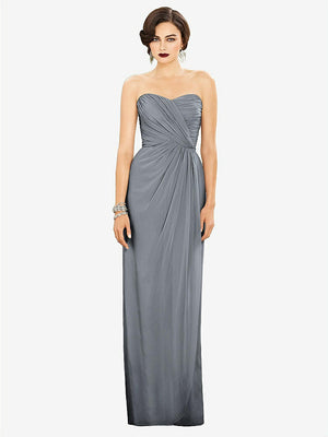 【NEW】【STYLE: TH034】ストラップレス ドレープ シフォン マキシ ドレス  -  リラ【COLOR: Platinum】【SIZE: 00-30W】