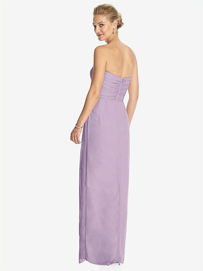 【STYLE: TH034】Strapless Draped Chiffon Maxi Dress - Lila【COLOR: Pale Purple】