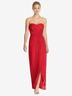 【STYLE: TH034】Strapless Draped Chiffon Maxi Dress - Lila【COLOR: Parisian Red】