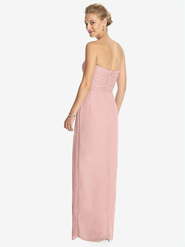 【NEW】【STYLE: TH034】ストラップレス ドレープ シフォン マキシ ドレス  -  リラ【COLOR: Rose - PANTONE Rose Quartz】【SIZE: 00-30W】