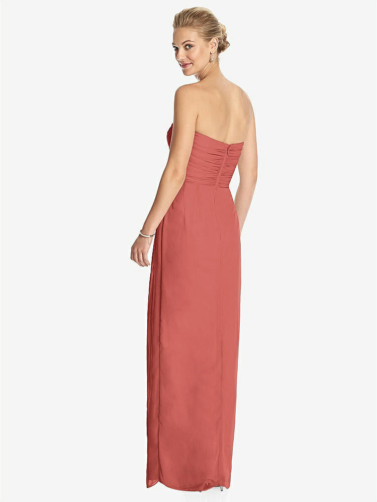 【STYLE: TH034】Strapless Draped Chiffon Maxi Dress - Lila【COLOR: Coral Pink】