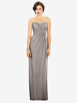 【STYLE: TH034】Strapless Draped Chiffon Maxi Dress - Lila【COLOR: Taupe】