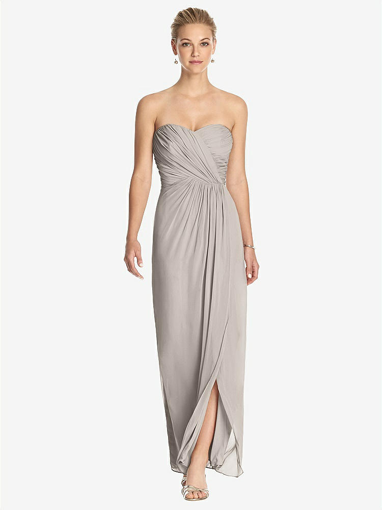 【STYLE: TH034】Strapless Draped Chiffon Maxi Dress - Lila【COLOR: Taupe】