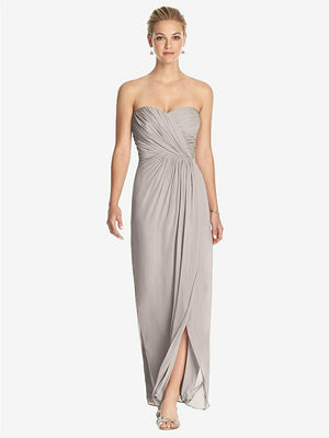 【STYLE: TH034】Strapless Draped Chiffon Maxi Dress - Lila【COLOR: Taupe】