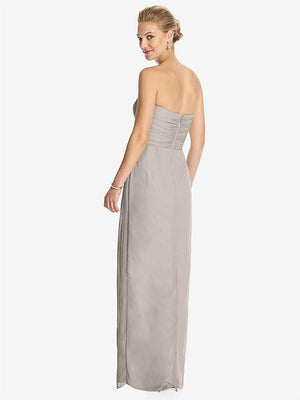 【STYLE: TH034】Strapless Draped Chiffon Maxi Dress - Lila【COLOR: Taupe】