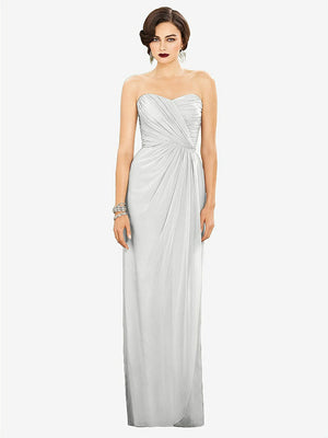 【STYLE: TH034】Strapless Draped Chiffon Maxi Dress - Lila【COLOR: White】