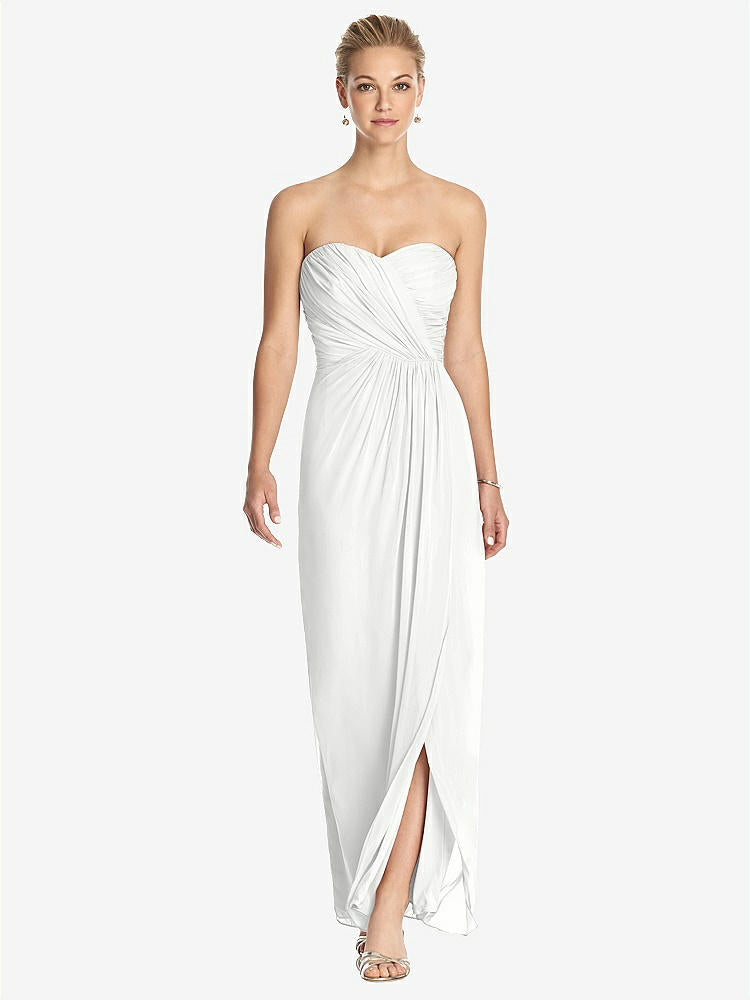 【STYLE: TH034】Strapless Draped Chiffon Maxi Dress - Lila【COLOR: White】