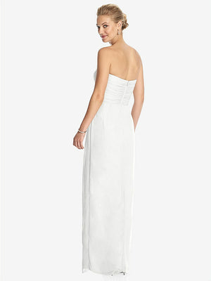 【STYLE: TH034】Strapless Draped Chiffon Maxi Dress - Lila【COLOR: White】