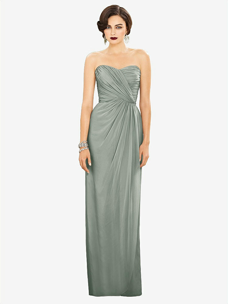 【STYLE: TH034】Strapless Draped Chiffon Maxi Dress - Lila【COLOR: Willow Green】