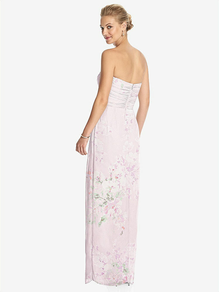 【STYLE: TH034】Strapless Draped Chiffon Maxi Dress - Lila【COLOR: Watercolor Print】