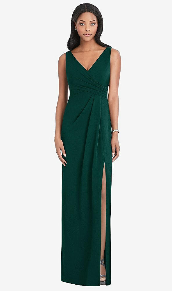 【STYLE: TH036】Draped Wrap Maxi Dress with Front Slit - Sena【COLOR: Evergreen】