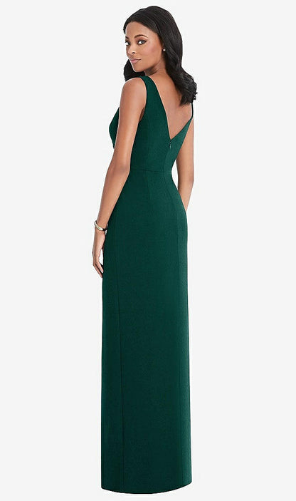 【STYLE: TH036】Draped Wrap Maxi Dress with Front Slit - Sena【COLOR: Evergreen】