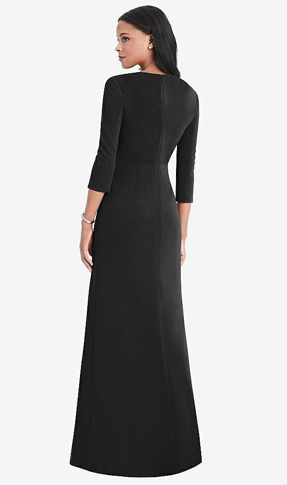 【STYLE: TH037】3/4 Sleeve V-Back Draped Wrap Maxi Dress - Yara【COLOR: Black】
