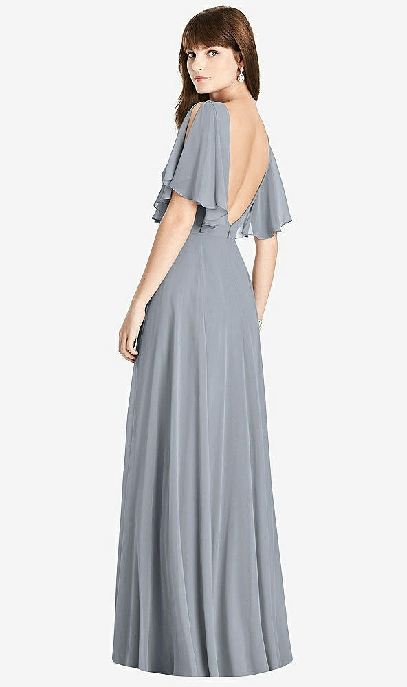 【NEW】【STYLE: TH038】スプリット スリーブ バックレス マキシ ドレス  -  リラ【COLOR: Platinum】【SIZE: 00-30W】