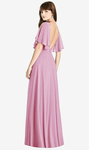 【STYLE: TH038】Split Sleeve Backless Maxi Dress - Lila【COLOR: Powder Pink】