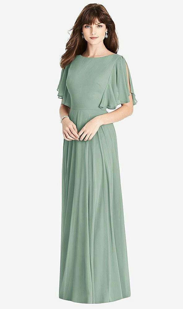 【STYLE: TH038】Split Sleeve Backless Maxi Dress - Lila【COLOR: Seagrass】