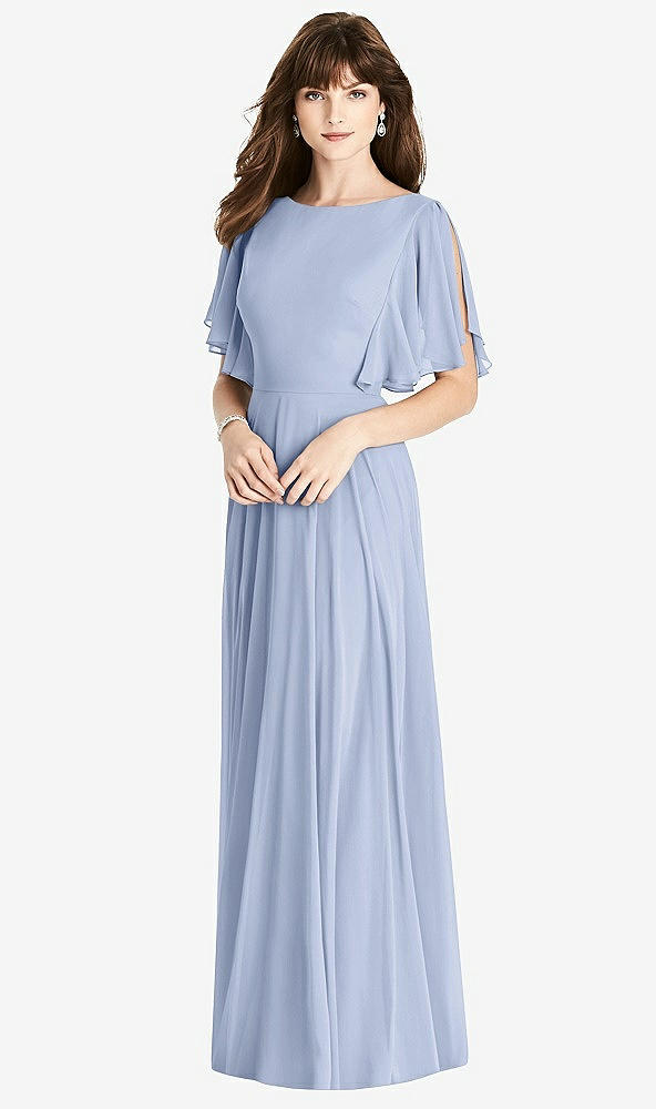 【STYLE: TH038】Split Sleeve Backless Maxi Dress - Lila【COLOR: Sky Blue】