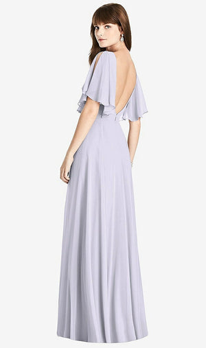 【STYLE: TH038】Split Sleeve Backless Maxi Dress - Lila【COLOR: Silver Dove】