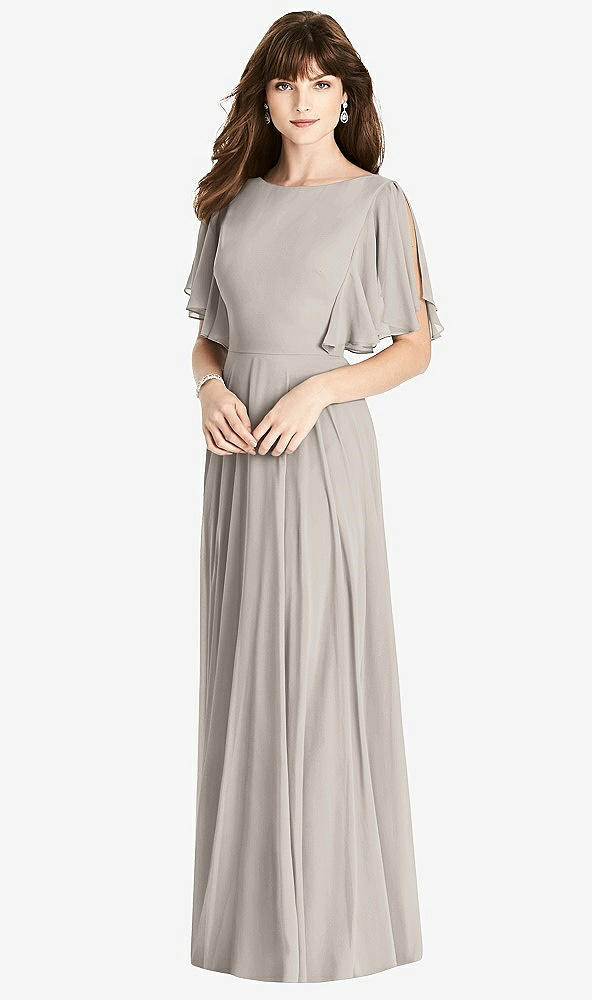 【STYLE: TH038】Split Sleeve Backless Maxi Dress - Lila【COLOR: Taupe】