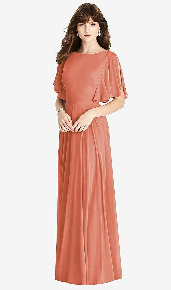 【STYLE: TH038】Split Sleeve Backless Maxi Dress - Lila【COLOR: Terracotta Copper】