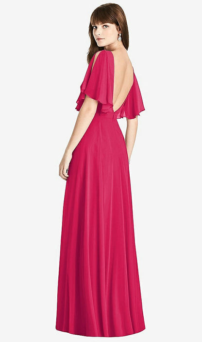 【STYLE: TH038】Split Sleeve Backless Maxi Dress - Lila【COLOR: Vivid Pink】