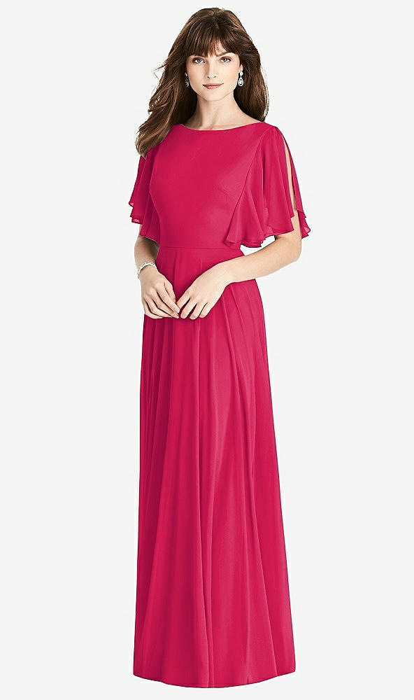 【NEW】【STYLE: TH038】スプリット スリーブ バックレス マキシ ドレス  -  リラ【COLOR: Vivid Pink】【SIZE: 00-30W】