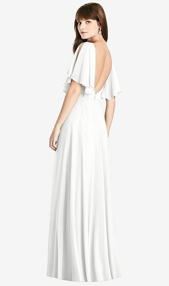 【NEW】【STYLE: TH038】スプリット スリーブ バックレス マキシ ドレス  -  リラ【COLOR: White】【SIZE: 00-30W】