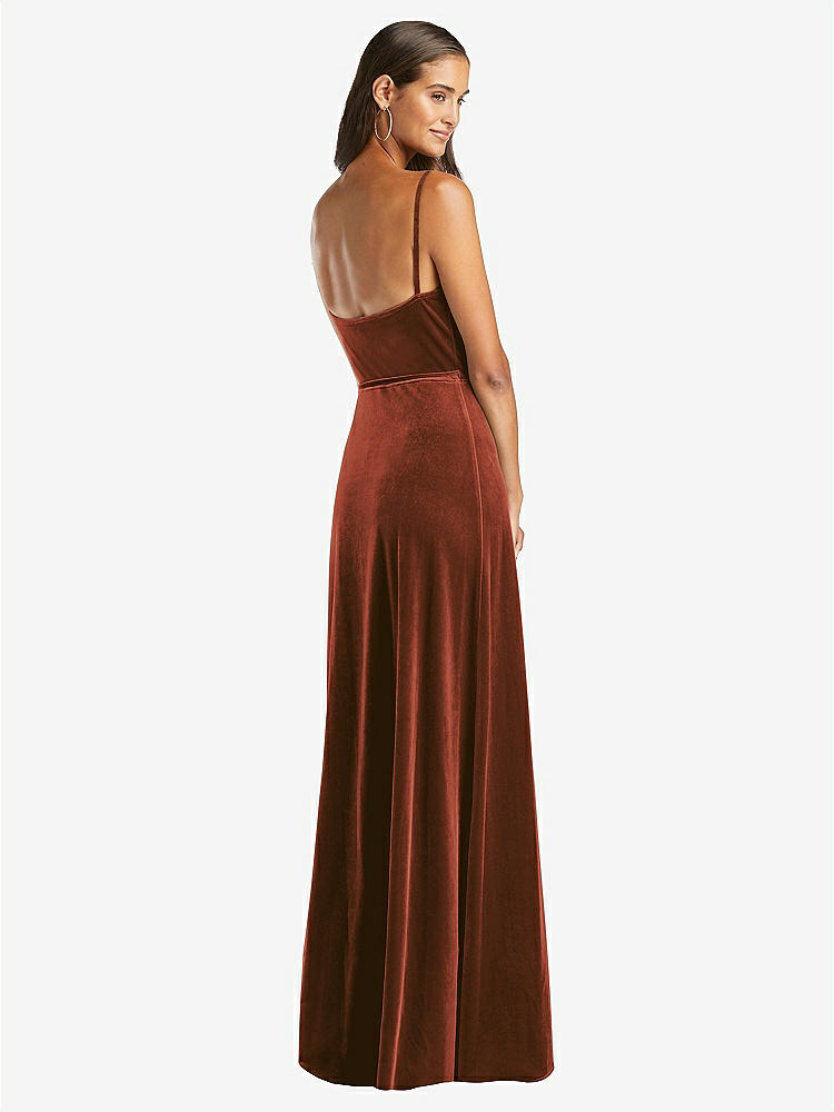【STYLE: 1536】Velvet Wrap Maxi Dress with Pockets【COLOR: Auburn Moon】