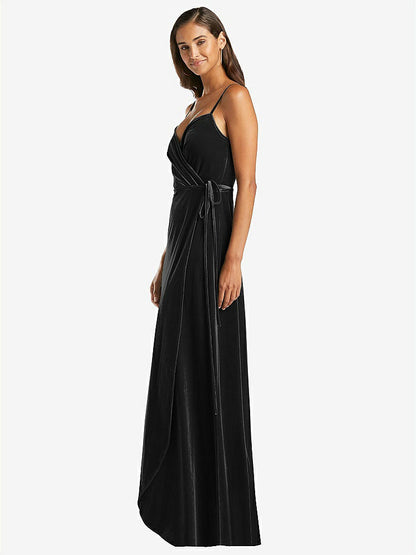 【STYLE: 1536】Velvet Wrap Maxi Dress with Pockets【COLOR: Black】