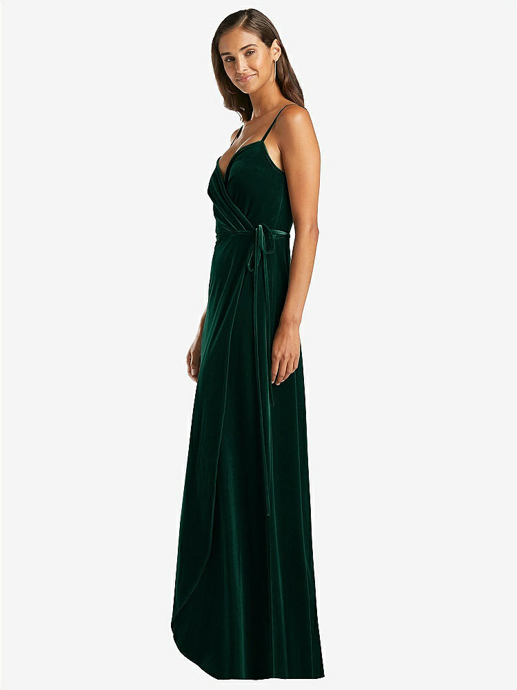 【STYLE: 1536】Velvet Wrap Maxi Dress with Pockets【COLOR: Evergreen】