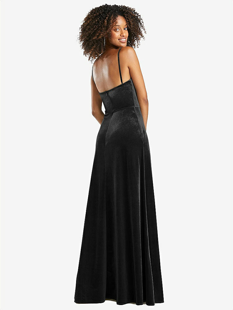 【STYLE: 1541】Cowl-Neck Velvet Maxi Dress with Pockets【COLOR: Black】
