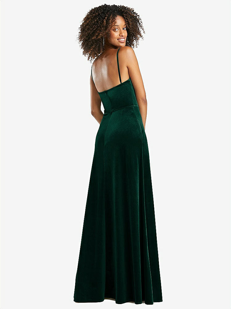 【STYLE: 1541】Cowl-Neck Velvet Maxi Dress with Pockets【COLOR: Evergreen】
