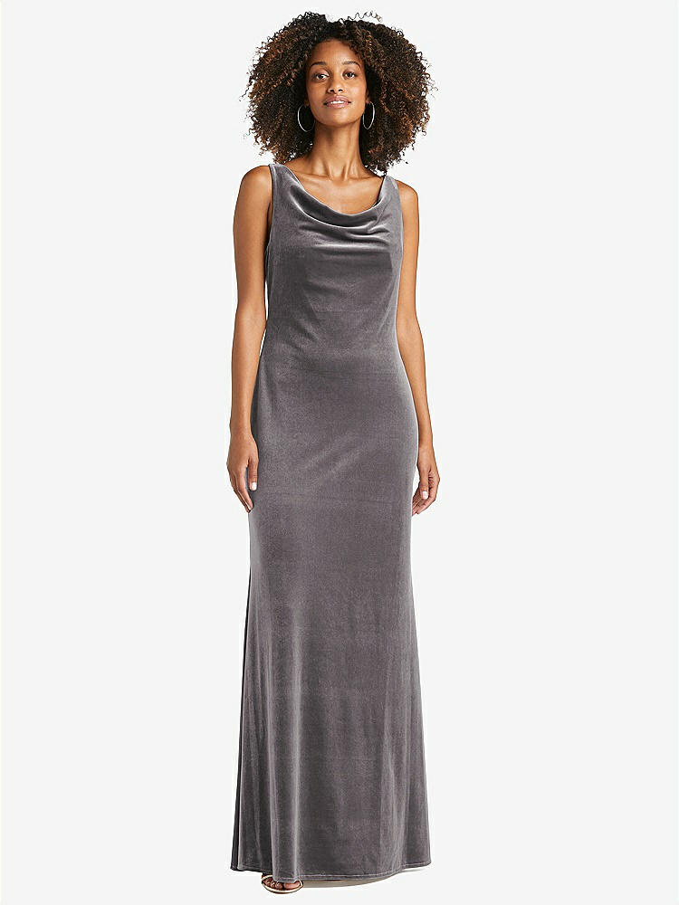 【STYLE: LB017】Cowl-Neck Velvet Maxi Tank Dress - Priya【COLOR: Caviar Gray】