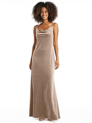 【STYLE: LB019】Cowl-Neck Convertible Velvet Maxi Slip Dress - Sloan【COLOR: Topaz】
